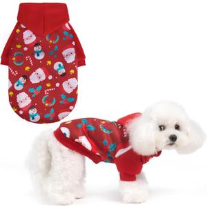 EXPAWLORER Christmas Dog Hoodie,Soft Dog Sweater,Winter Autumn Fleece Sweatshirt with Pattern,Pet Clothes Outfits for Puppy,Cat, Small Medium Large Dogs