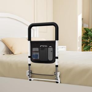 omzer Bed Rails for Elderly Adults - Medical Bed Safety & Assisting Rails - Bed Rail for Seniors Adjustable Height & Folding Bed Rail with Free Storage Bag Fits King Queen Full Twin Bed (Darkgrey)