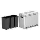GarveeHome 12 gal Rectangular Recycling Trash Can with 3 Compartments, Silver, 45 L (4+4+4 gal)