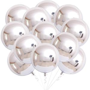 KatchOn, Huge Metallic Silver Balloons - 22 Inch, Pack of 12 | 4D Round Mylar Balloons for Silver Party Decorations, Birthday Party, Graduation Decorations 2026, Wedding, Engagement