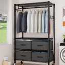 VyGrow Clothes Rack, Heavy Duty Clothing Rack for Hanging Clothes, 4-Tier Adjustable Closet Organizer with 4 Drawers | Hanging Rod | Side Hooks | Load 445lbs | 15.7" D x 35.4" W x 74.1" H