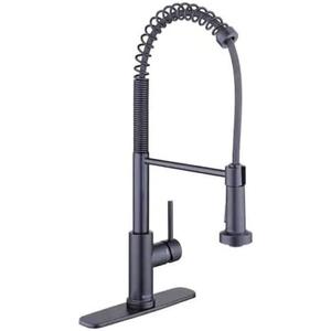 Glacier Bay Paulina Single-Handle Spring Neck Pull Down Sprayer Kitchen Faucet in Matte Black