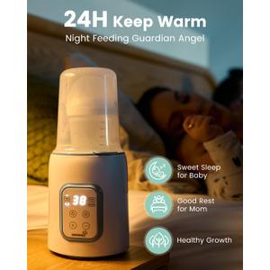 Grownsy Baby Bottle Warmer, 8-in-1 Fast Baby Milk Warmer with Timer for Breastmilk or Formula, Accurate Temperature Control, 24H Keep, Food Heater&Defrost BPA-Free Bottle Warmer for All Bottles- Green