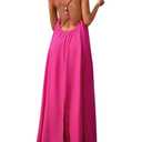 Verdusa Women's Backless Cami Dress Long Maxi Going Out Dresses Boho Split Sun Vacation Outfits Hot Pink Small