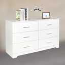 Karl home White Dresser for Bedroom, Wooden 6 Drawer Dresser Chest of Drawers, 47 Inch Dresser Bedroom Furniture, Large Dresser Storage Chest with Deep Drawers, TV Stand, 47.2" X 15.7" X 27.6"