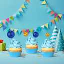 NACHLYNN 80 Pcs Cake Balls Decorations Mini Balloon Cake Topper Balls Foam Cupcake Toppers Balls for Cake Decorating Birthday Parties Weddings Anniversary (Glitter Royal Blue Gold)
