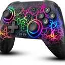 ZRZLMVP Switch Controller Wireless for Nintendo Switch/OLED/Lite/Switch 2, 1000mAh Rechargeable Pro Controllers with 9 Colors LED Light, Switch Remote Control Gamepad with Turbo, Vibration,6 Axis Gyro (Black)