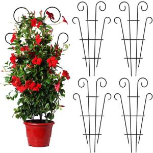 Mklsit 4 Pack 32'' Wave Shape Black Metal Garden Trellis for Climbing Plants, Indoor/Outdoor Potted Plants, House Plants, Vines, Roses, Vegetables