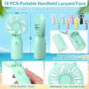 Glooglitter 16 Pcs Mini Portable Fans Bulk Handheld Battery Operated Fan with Lanyard for Makeup Eyelash, Cooling Lightweight Pocket Personal Fans for Wedding Outdoor Use (8 Mixed Colors)
