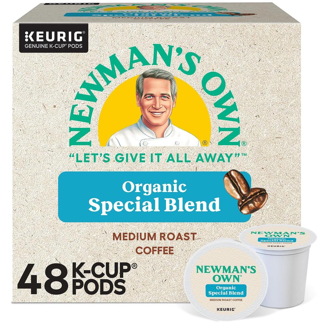 Newman's Own Organics Special Blend, Single-Serve Keurig K-Cup Pods, Medium Roast Coffee Pods, 48 Count (EXP 06/18/28)