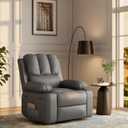 GarveeHome Oversized Recliner Chairs with 1.5X Sponge Filling, 360 Swivel Lazy Recliner Chair for Adults, Manual Rocking Chair with Cup Holder for Living Rooms, Bedrooms, and Nurseries (Grey)