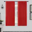Joydeco 72 Inch Blackout Curtains for Bedroom, Thermal Insulated Black Out Curtains, Room Darkening Drapes for Living Room Window Rod Pocket Back Tab (W40 x L73 Inch, Red)