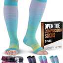 Doctor's Select 3 Pairs Copper Toeless Compression Socks for Men - 20-30 mmHg Compression Socks Men Open Toe, Toeless Socks, Black with Copper