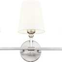 Bathroom Light Fixtures, Brushed Nickel Vanity Lights with Flared White Fabric Shade, 3 Light Wall Sconce, Modern Sconces Wall Lighting for Hallway Bedroom, VL837-BN-3