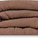 Linteum Textile Supply Leno Weave Chocolate Blanket, Queen 100% Cotton, Lightweight, Warm, Fluffy, Premium and Durable Soft & Cozy Bed Blanket for Home, Couch, Sofa & Dorm, All Season Throw [90x90]