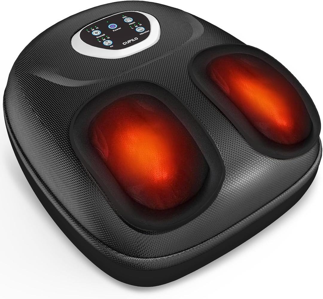 CuPiLo FSA Eligible Foot Massager for Neuropathy, HSA Store Feet Massager with Heat, Vibration & Compression, Deep Kneading for Tired Feet, Birthday Gifts for Women MenBlack