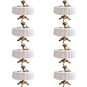 8 Pack White Round Tablecloth 60 Inch Round Table Cloth Fits 20-48 Inch Tables, Wrinkle Resistant and Washable Polyester Fabric Table Cloth Round Table Cover for Dining Wedding Banquet Party