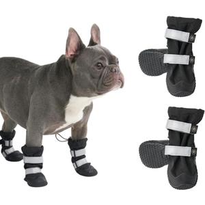 Spark Paws Water-Resistant Dog Boots for Medium Large Dogs, Anti-Slip Dog Shoe Booties Paw Protector for Rain Snow Hiking Reflective Straps 4PCS - Black, A (A: 1.6"W | 13-23lbs)