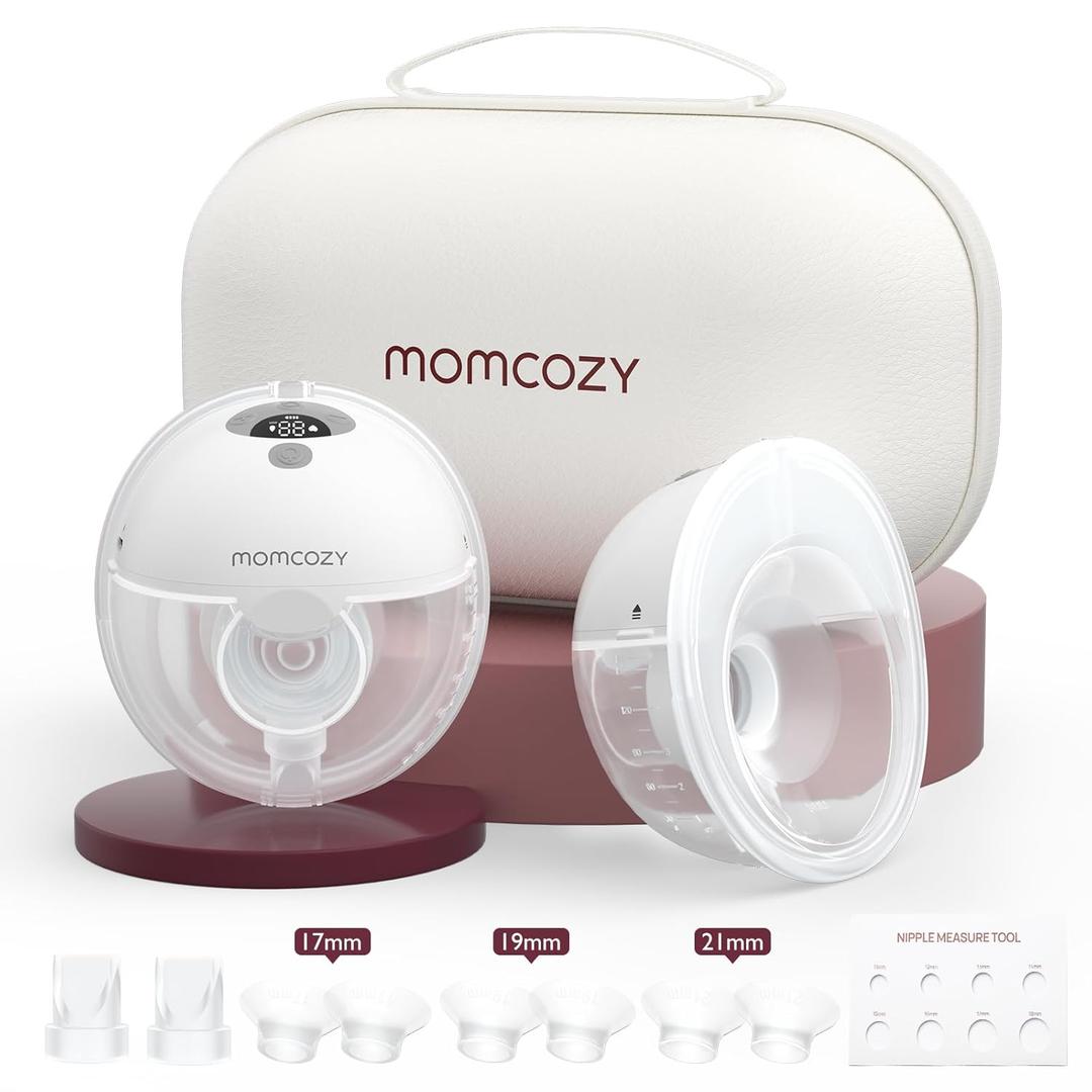 Momcozy M5 Hands-Free Wearable Breast Pump, Double-Sealed Flange for Baby-Like Comfort, 3 Modes & 9 Suction Levels, Portable Electric Pump  24mm, 2-Pack Quill Gray