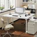 55 X 20 Inch Computer Desk, Power Outlets, USB-C, White
