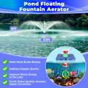 Pond Fountain Aerator with Time Controller-15000 GPH,110V 1HP 750W Floating Fountain Aeration System for Large Ponds,Aerating Fountain Pump for Outdoor Ponds & Lakes with 15A/100FT Power Cord