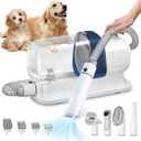 Dog Grooming Vacuum, Pet Grooming Vacuum Kit 2.3L Suction 99% Pet Hair with 5 Tools for Dog Cat for Shedding Grooming, Low Noise (Blue & White)