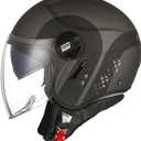 ORIGINE 3/4 Open Face Motorcycle Helmet Scooter Helmet Jet Helmet with Double Visor DOT Approved, Size: S