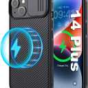 Nillkin iPhone 14 Plus Magnetic Case With Camera Cover, Compatible With MagSafe, CamShield Pro 5G Car Mount Case 6.7'', Built-in Magnet Circle (Black)