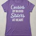 Cousins By Blood Sisters At Heart For Best Cousins T-Shirt, Purple, Size M