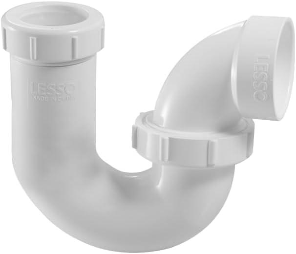 LESSO P Trap PVC 1.5 to 1-1/4 Inch, Leak Odor Proof Drain Kit for Bathroom Kitchen Sink, P-Trap Union 1-1/2 x 1-1/4" Slip Washers with Plastic Nut