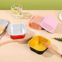Findful 10oz Mini Cake Pans with Lids (40 Pack) Aluminum Foil Square Cupcake Liners Brownie Baking Cups,Disposable 4x4 Large Cupcake Pan,Jumbo Muffin Tin Ramekins Holders