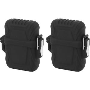 AUNMAS Water Proof Lighter Case 2 Pack, Black Protective Cover Holder for Lighters, EDC Gear, Camping Accessories Keychain Clip and Design