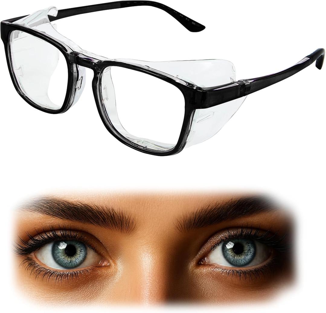 Hydrating Dry Eyes Glasses Kits with Extended Silicone Moisture Chambers, Eye Protection Safety Glasses for UV Blue Light Blocking, Anti-fog, Aviod Allergens, Dry Eyes Relief Unisex (Black)