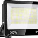 200W LED Flood Light Outdoor - 20000LM LED Work Light with LED Transformer and 5.56ft US Cable Plug, IP67 Waterproof 7000K Daylight White Floodlights Outdoor for Factory, Yard, Stadium, Garage