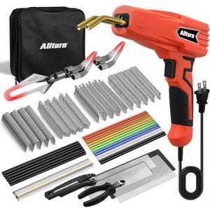 Allturn Plastic Welder, 2 in 1 Plastic Welding Kit, Hot Staples Weld Gun, Car Bumper Repair Kit for Most Plastics, Patent Number D970324(Red)