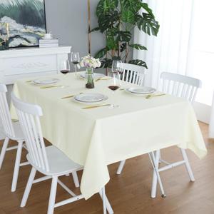 FOLINS&HOME Cream Rectangle Tablecloth 60 x 84 Wrinkle Free Waterproof Polyester Table Cloths, Spillproof Heavy Duty and Washable Table Cover for Party, Banquet, Indoor and Outdoor-Oblong/Rectangular