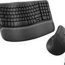 Logitech Wave Keys & Lift Vertical Mouse - Ergonomic Wireless Keyboard and Mouse Combo - with Cushioned Palm Rest, Easy-Switch, Bluetooth, for Multi-OS, Windows/Mac - Graphite