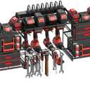 CCCEI Black Power Tool Organizer Wall Mount, Large Tools and Battery Storage Rack Charging Station Individual Switches. Drills Holder, Garage Utility Shelves with 6FT Power Strip. Gift for Men.