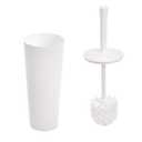 Amazon Basics Toilet Brush and Holder Set, Heavy-Duty Bristle Scrub Brushes with Non-Slip Handle, White, 4-Pack