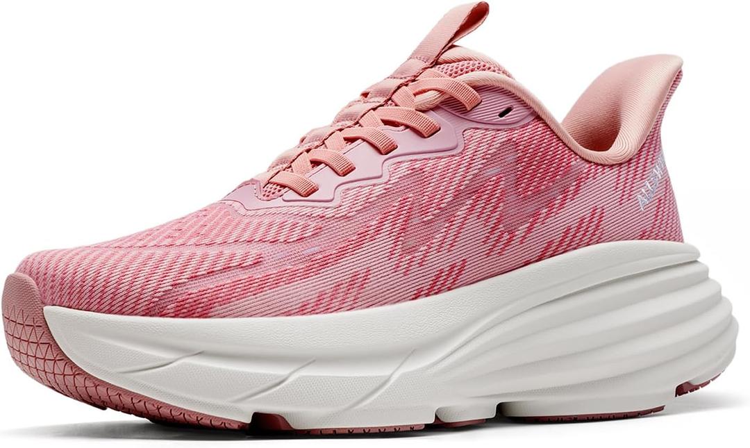 ALLSWIFIT Women's Slip On Walking Shoes Hands-Free Cushion Running Tennis ActiveSolid Non-Slip Comfortable Workout Gym Athletic Fashion Sneakers (8.5, Pink)