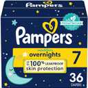 Pampers Swaddlers Overnights Diapers - Size 7, 36 Count, Disposable Baby Diapers, Night Time Skin Protection (White)