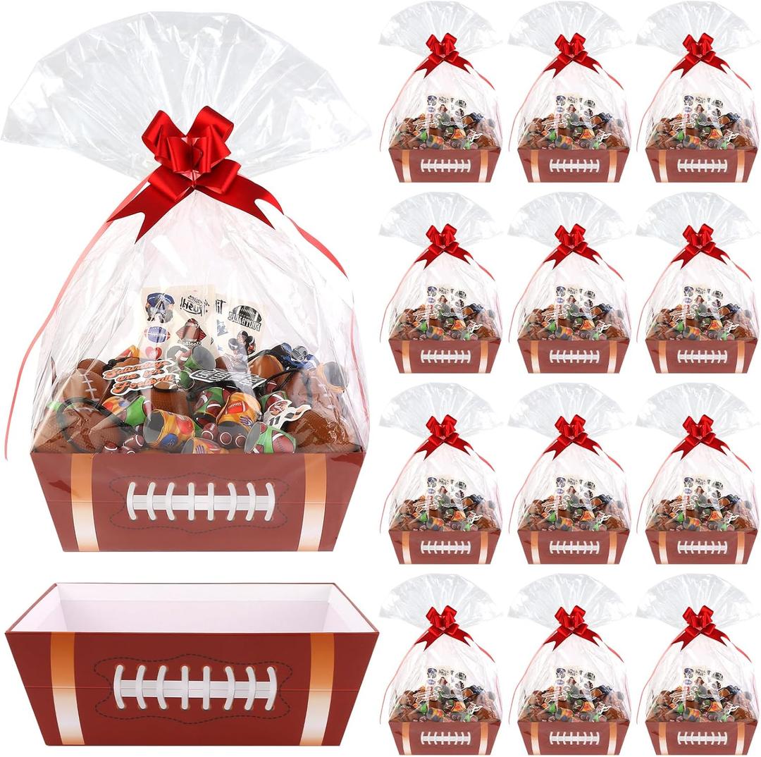 Kolewo4ever 36 Pieces 12 Pack Football Baskets for Gifts Empty Football Senior Night Baskets 8x10inch Gift Basket Kit for Gifts Empty to Fill for Sport Party Holiday Gift Packaging