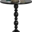 Simple Trending Small Side Table, Round Drink Table End Table, Sofa Table TV Tray Table, Pedestal Coffee Table for Living Room, Black