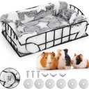 Rat Cage Platform, Metal Basket Rat Hammock with Mat, Hanging Chew Proof Squirrel Cage Bed Platform Accessories, Small Animal Habitat for Hamster, Hedgehog, Chinchilla Pig, Black