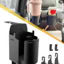 Headrest Cup Holder for Back Seat, Stable Spill-Resistant Drink Holder with Hooks for Bags, Fits 50oz Bottles, Compatible with Sedans, SUVs, and Trucks 2 Pack (Deep Black)