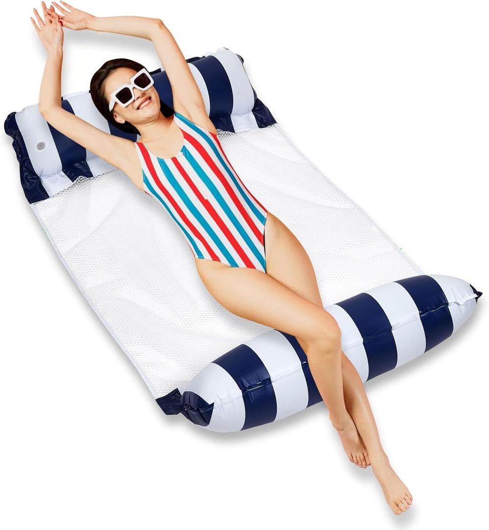 Hammock Pool Float Blue Multi-Purpose Inflatable Water Pool Floats Fun Pool Float Lounger for Adults and Kids Variation