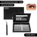Glue-Free Wispy Lash Clusters Kit, 90 Pcs Individual Eyelash Clusters (8-16mm C Curl)- DIY Lash Extension Kit with eyelashes Tweezers, Natural Fluffy Fake Lashes for Home Use, Beginners Friendly