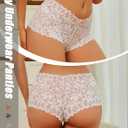 Sexy Underwear Panties for Women Cheeky V Waist Lace Boyshorts Plus Size Underwear Women 5 Pack (Medium, 5 Pack-black*1 White*1 Mocca Grey*1 Brick Yellow*1khaki*1)