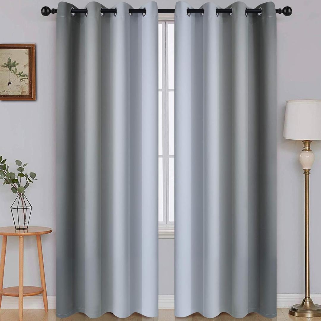 SimpleHome Ombre Room Darkening Curtains for Living Room, Light Blocking Gradient Grey to Greyish White Thermal Insulated Grommet Window Curtains/Drapes for Bedroom, 2 Panels, 52x84 inches Length