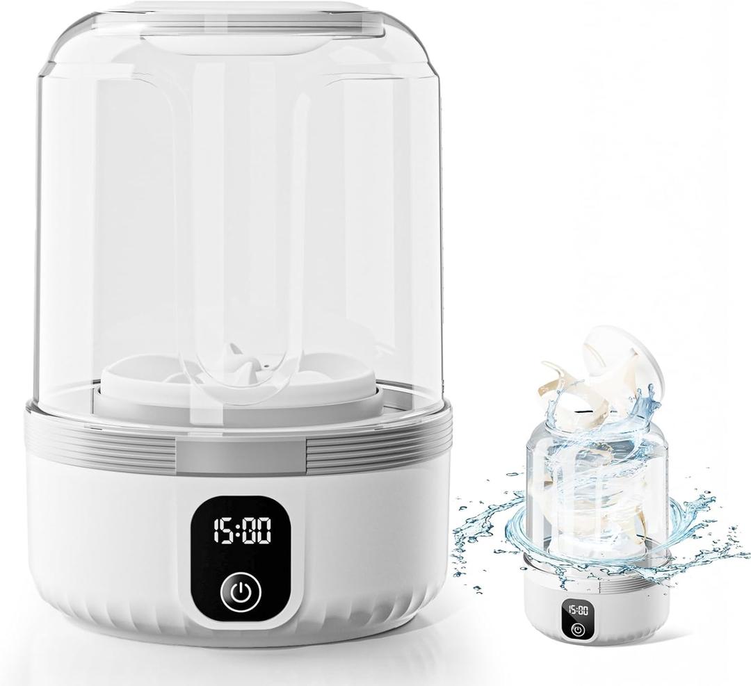 Underwear Washing Machine, Upgrade 1.5L Mini Portable Washing Machine Rechargeable Underwear Washer Deep Cleans Small Clothes for Apartment, Dorm, RV, Travel & Hotel Use (White)